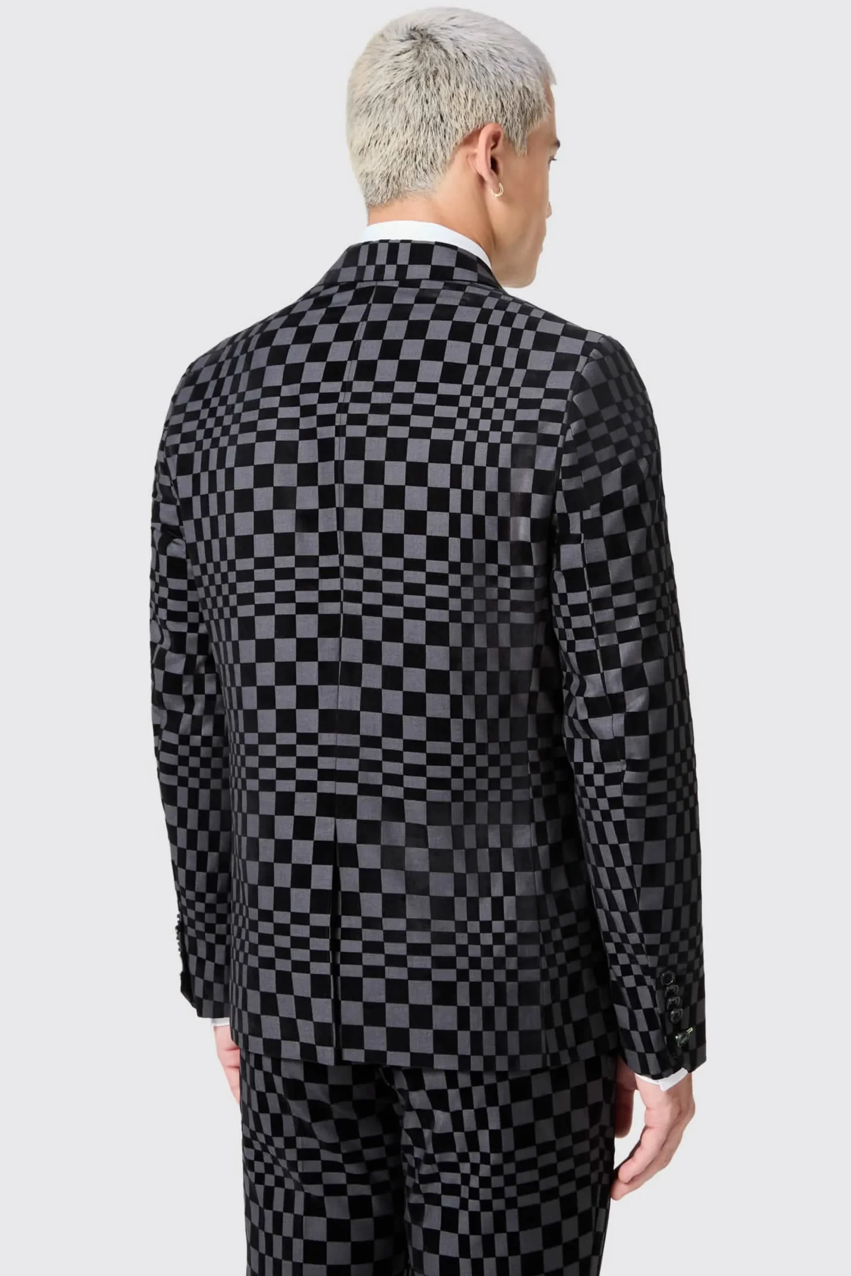 Twisted Tailor Tiber Skinny Fit Grey Check Tuxedo Suit | Style·2 Piece Suits | Style·Bold Prints
