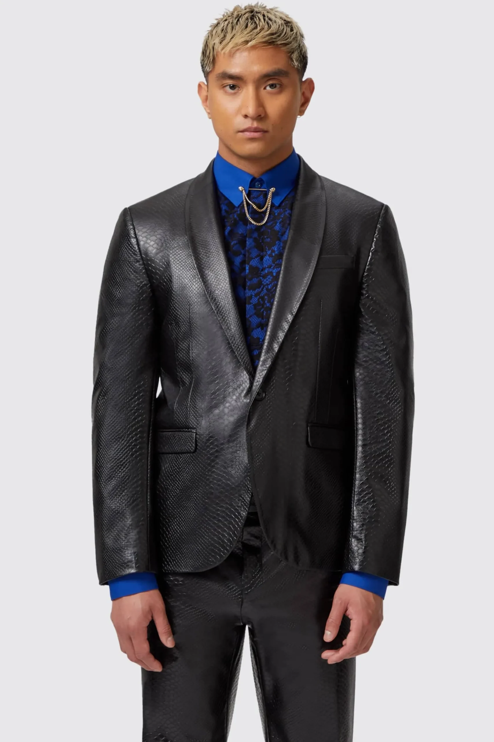 Twisted Tailor Trinity Slim Fit Faux Leather Snakeskin Jacket | Jackets·Party Jackets