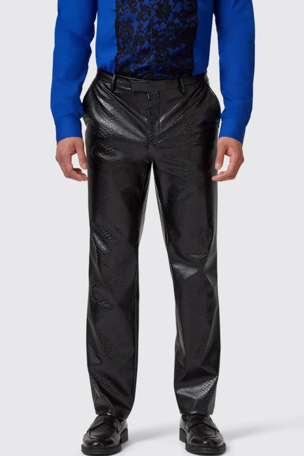 Twisted Tailor Trinity Slim Fit Faux Leather Snakeskin Trousers | Trousers·Party Trousers