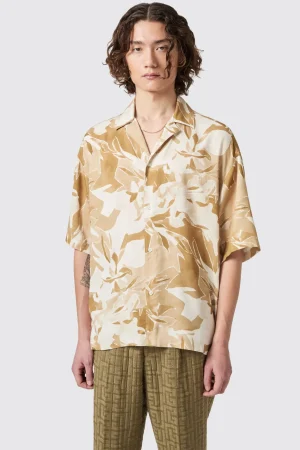 Twisted Tailor Vitrail Oversized Brown Abstract Shirt | Unisex | Occasion·Casual Shirts