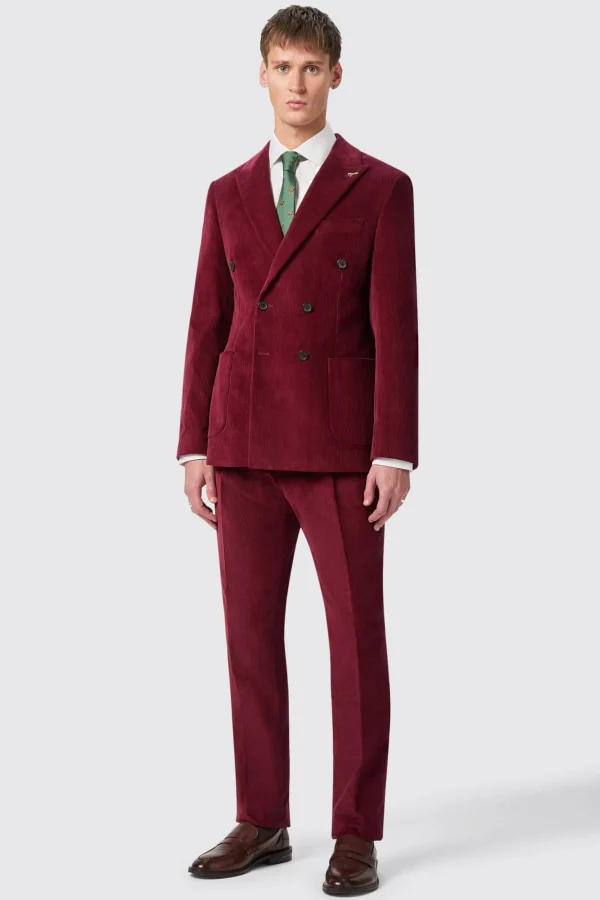 Twisted Tailor Waugh Slim Fit Burgundy Corduroy Double Breasted Suit | Style·Double Breasted Suits | Style·Cord Suits