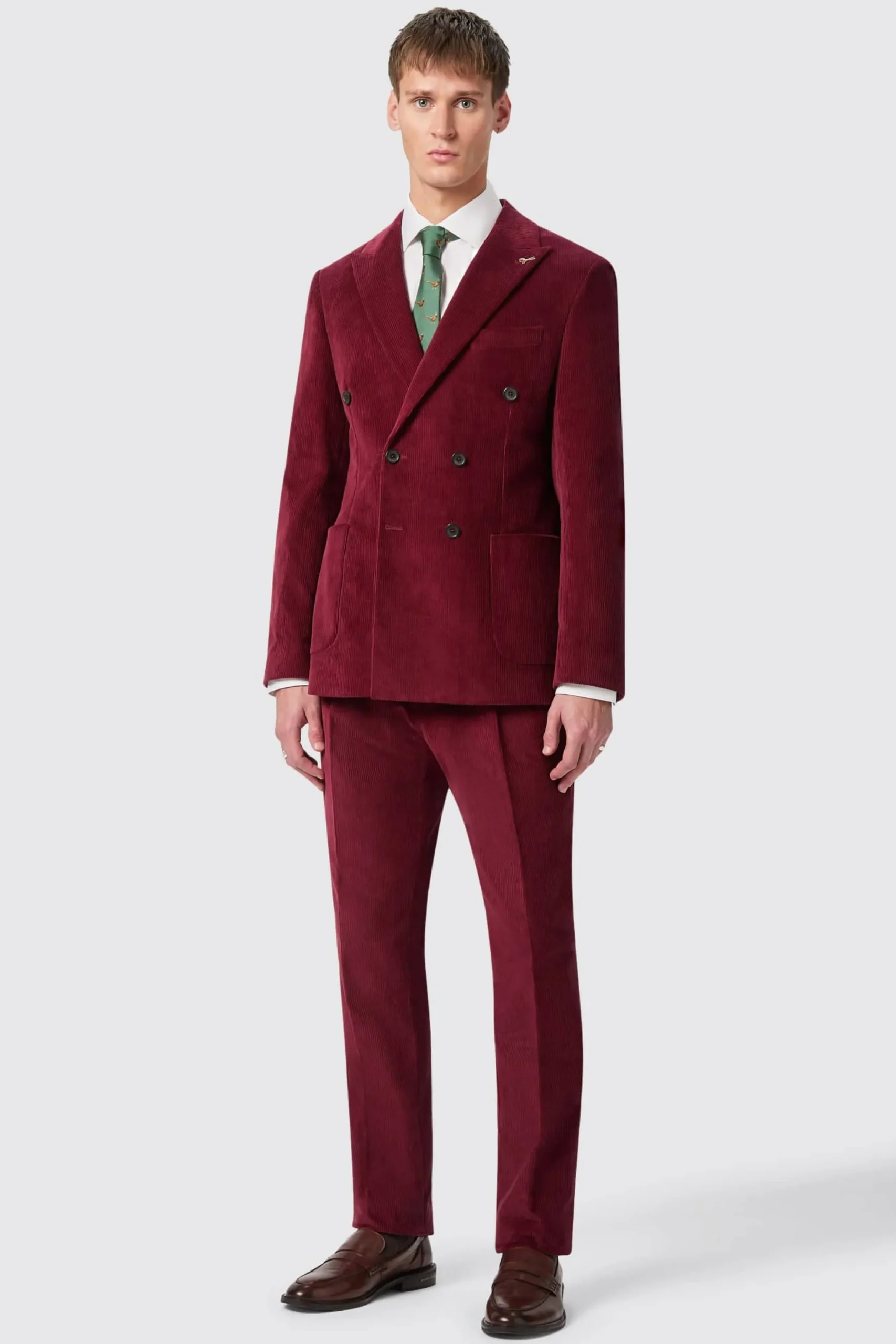 Twisted Tailor Waugh Slim Fit Burgundy Corduroy Double Breasted Suit | Style·Double Breasted Suits | Style·Cord Suits