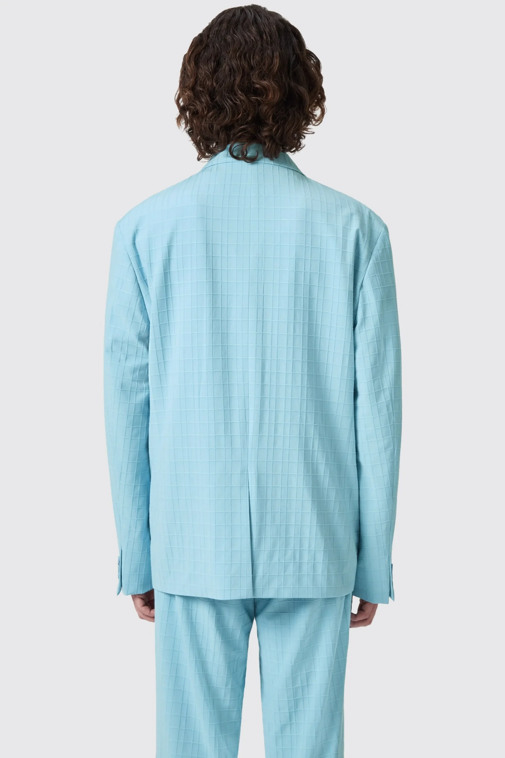 Twisted Tailor Zidan Oversized Blue Jacquard Double Breasted Suit | Unisex | Style·Plain Suits